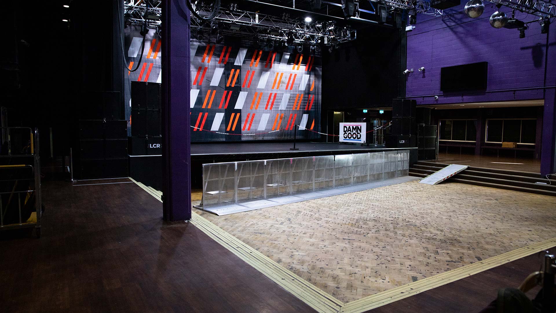 A photograph of the stage area of the LCR