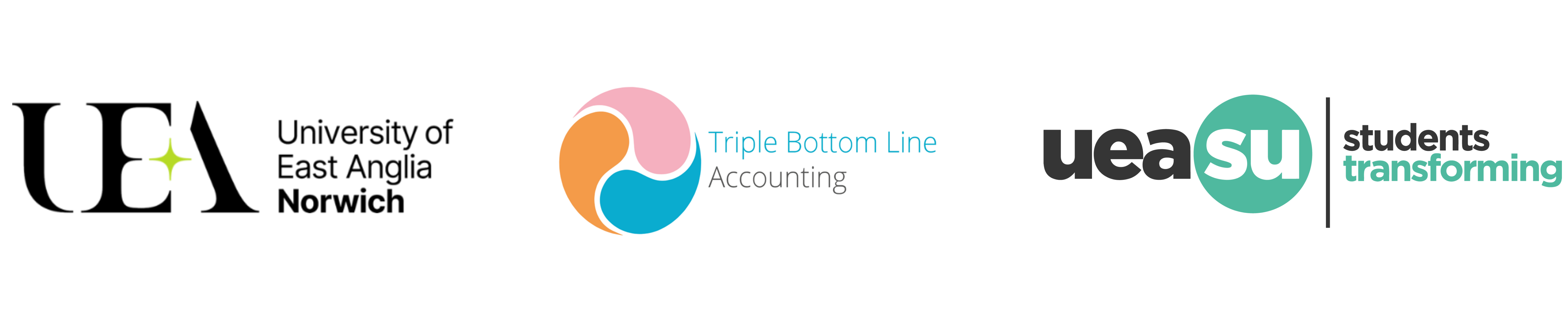 uea sustainable ways logo, triple bottom line accounting logo, ueasu students tranforming logo