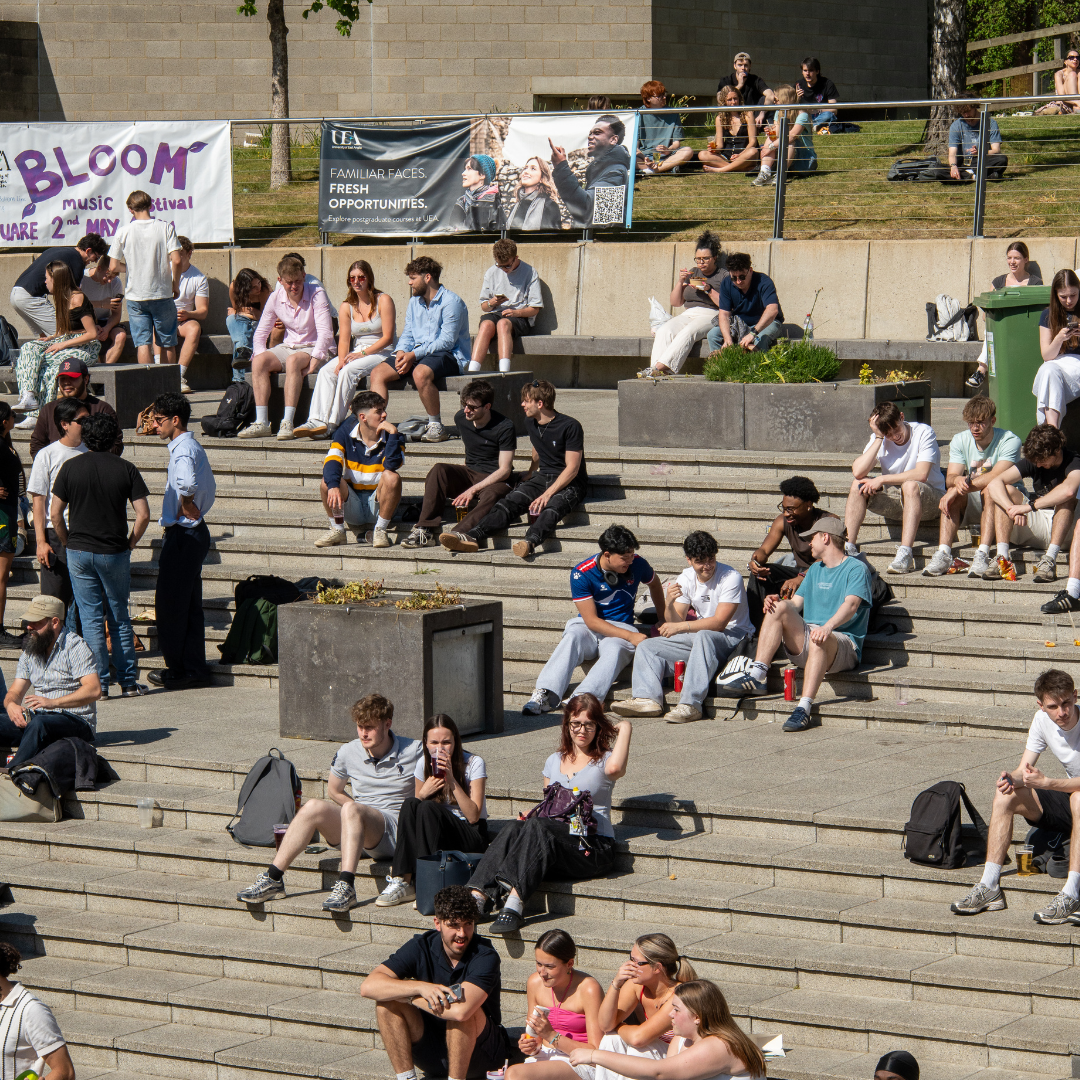 students chilling in the square
