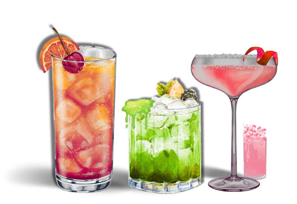 three halloween cocktail selections